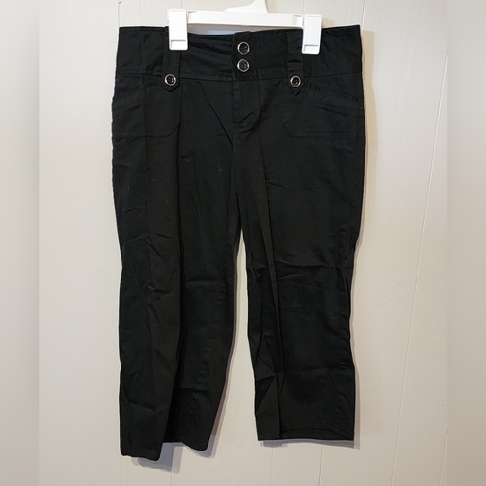 Vanity Capri Pants Size 9 Black‎ Casual Office Flat Front A25